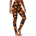 thumbnail image 1 of Xoenoiee Halloween Jack-O-Lantern Pumpkin Print Women Tummy Control Leggings, High Waist Buttery Soft Breathable 4‑Way Stretch Yoga Pants for Gym Running Daily Workout, XL, 1 of 6