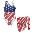 thumbnail image 1 of Xoenoiee Heart American Flag Pattern Girls Swimsuit One Piece Bathing Suit for Girls Adjustable Straps Pad Swimwear 4th of July Beachwear with Cover Up Skirt, Size 15-16 Years, 1 of 7