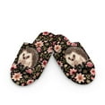 thumbnail image 1 of Xoenoiee Hedgehog Flower Print Slippers for Women Men Memory Foam House Slippers Slip-on Flannel Open Toe Slippers with Anti-Slip Design, 12-13 Women/11-12 Men, 1 of 7