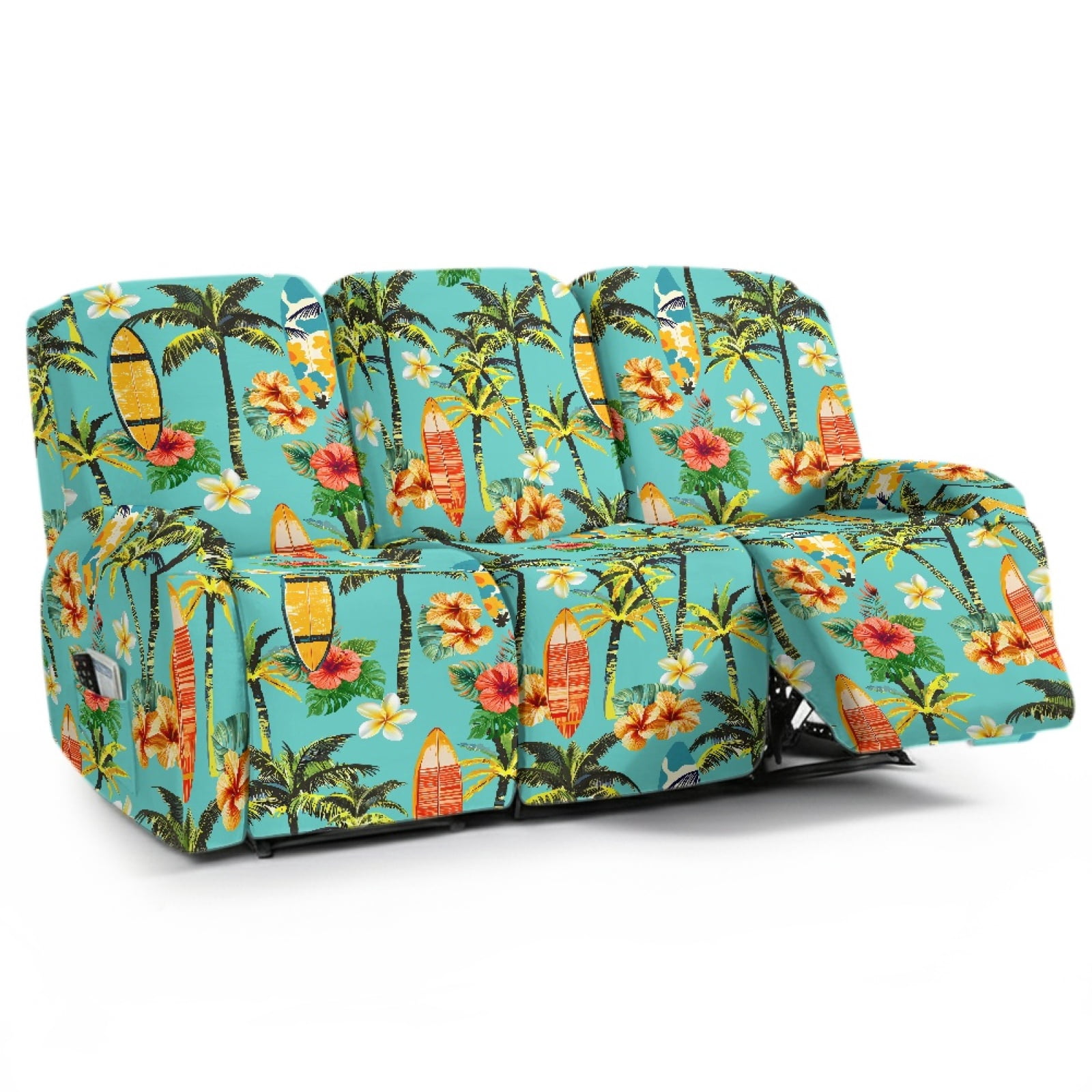 Xoenoiee Hibiscus Plumeria Boat Palm Tree Print Recliner Sofa Covers, 8 ...