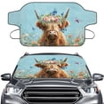 thumbnail image 1 of Xoenoiee Highland Cattle Butterfly Rose Print Windshield Cover for Ice and Snow, Heavy Duty 600D Fabric Waterproof Auto Windshield Protection Universal Fit for Cars, SUVs, Vans, Truck, 1 of 7