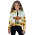 thumbnail image 1 of Xoenoiee Highland Cattle Sunflower Daisy Print Girls Half Zip Hoodies Fleece Pullover Sweatshirt Long Sleeve Winter Clothes with Pocket for Kids Teens, 7-8 Years, 1 of 7