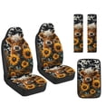thumbnail image 1 of Xoenoiee Highland Cattle Sunflower Pattern Car Seat Covers Full Set of 5 for Women Men, Faux Leather Auto Seat Cover Protector with Seat Belt Covers and Center Console Cover, 1 of 7