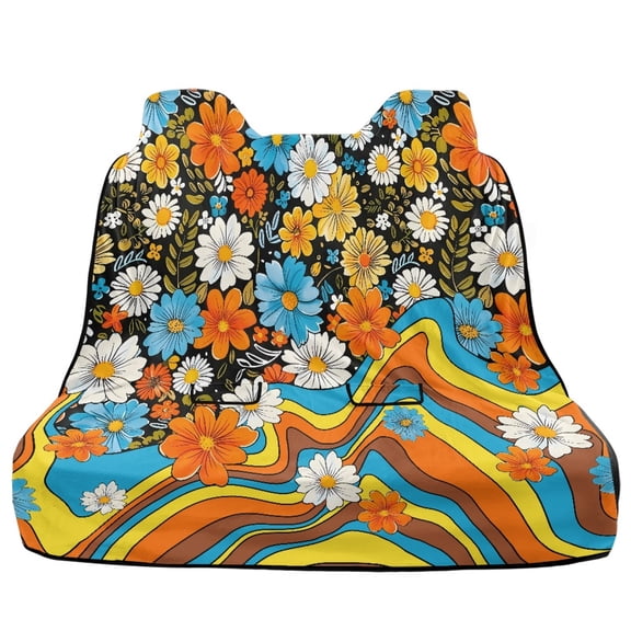 Xoenoiee Hippie Daisy Swirl Print Back Seat Cover, Waterproof Bench Rear Seat Cover Universal Car Seat Cover Automotive Interior Covers for Sedans SUVs Vans Trucks