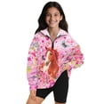 thumbnail image 1 of Xoenoiee Horse Butterfly Cherry Blossom Print Half Zip Sweatshirt for Girls 1/4 Zip Pullover Athletic Hiking Running Workout Tops Long Sleeve Fall Clothes, Size 11-12 Years, 1 of 7