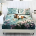 thumbnail image 1 of Xoenoiee Horse Butterfly Flower Print 3 Piece Sheet Set Includes 1 Fitted Sheet and 2 Pillowcases, Soft and Breathable Microfiber Bed Sheets with Deep Pocket for Bedroom Decor, Twin Size, 1 of 7