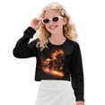 thumbnail image 1 of Xoenoiee Horse Fire Print T-Shirt for Girls Long Sleeve Pullover Crop Top Graphic Shirts Sweatshirts Crew Neck Tees Shirt, 13-14 Years, 1 of 7