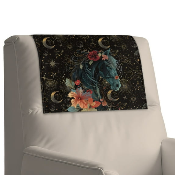 Xoenoiee Horse Hibiscus Print Recliner Headrest Protector Non Slip Headrest Covers for Recliners Recliner Back Cover for Home, Easy to Clean Furniture Protectors, 1 Pack