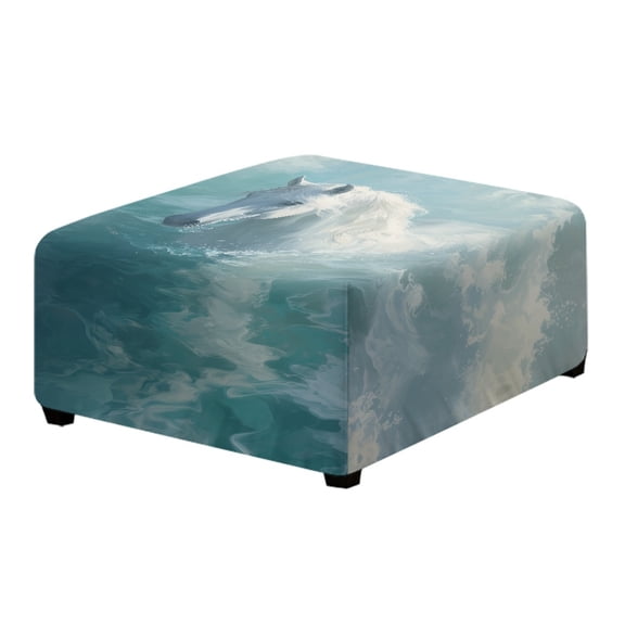 Xoenoiee Horse Print Ottoman Cover Square, Stretch Velvet Slipcovers Square Thick Covers Slipcover for Ottomans Soft Foot Stool with Elastic Bottom, S