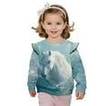 thumbnail image 1 of Xoenoiee Horse Print Toddler Girls Sweatshirt Crewneck Pullover Ruffle Long Sleeve Tops Blouse Cotton T-Shirt Fall Winter Clothes, Size 5-6 Years, 1 of 7