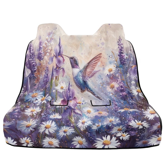 Xoenoiee Hummingbird Daisy Lavender Print Back Seat Cover for Car Trucks Van SUV, Waterproof Rear Bench Towel Seat Covers for Dogs Kids, Non-Slip Auto Backseat Protector, Machine Washable