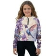 thumbnail image 1 of Xoenoiee Hummingbird Daisy Lavender Print Girls Half Zip Hoodie Oversized Sweatshirts Long Sleeve Fleece Trendy Cropped Pullover Workout Warm Tops with Pocket, 7-8 Years, 1 of 7