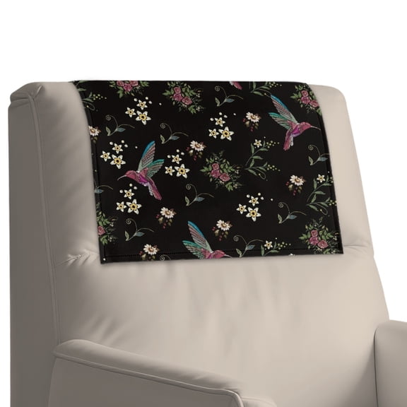 Xoenoiee Hummingbird Flower Print Headrest Cover for Sofa, Waterproof Couch Head Rest Covers Breathable Sofa Headrest Protective Cover Easy to Install Couch Head Covers, 27 x 17 inch, 1 Pack