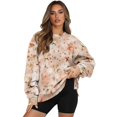 thumbnail image 1 of Xoenoiee Hummingbird Rose Flower Print Women Oversized Hoodies Casual Long Sleeve Sweatshirt Drop Shoulder Pullover Tops Side Slits Sportswear, Size XL, 1 of 7
