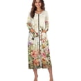 thumbnail image 1 of Xoenoiee Hummingbrid Flower Print Women's Zipper Robe Long Sleeves Housecoat Full Length Nightgown Soft Loungewear Robe with Pockets, Size 2XL, 1 of 7
