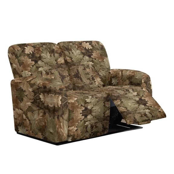 Xoenoiee Hunting Camo Leaves Print Recliner Loveseat Cover Stretch Reclining Sofa Slipcover for 2 Seat Jacquard Reclining Couch Sofa Covers Furniture Protector with Elastic Straps Bottom
