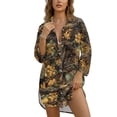 thumbnail image 1 of Xoenoiee Hunting Camo Print Women Beach Cover Ups Shirt V Neck Button Down Swimsuit Coverup Summer Swimwear Long Sleeve Cover Up Dress Plus Size, S, 1 of 7