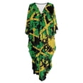 thumbnail image 1 of Xoenoiee Jamaica Flag Camo Pattern Plus Size Kaftan Dress for Women, Oversized V-Neck Batwing Sleeve, Boho Swimsuit Cover Up, Maxi Beach Resort Caftan, 1 of 7