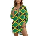 thumbnail image 1 of Xoenoiee Jamaica Flag Print Womens Bathing Suit Cover Ups Side Split Long Sleeve Bikini Swimsuit Coverup Button Down Beach Dress Shirt Plus Size, XL, 1 of 7