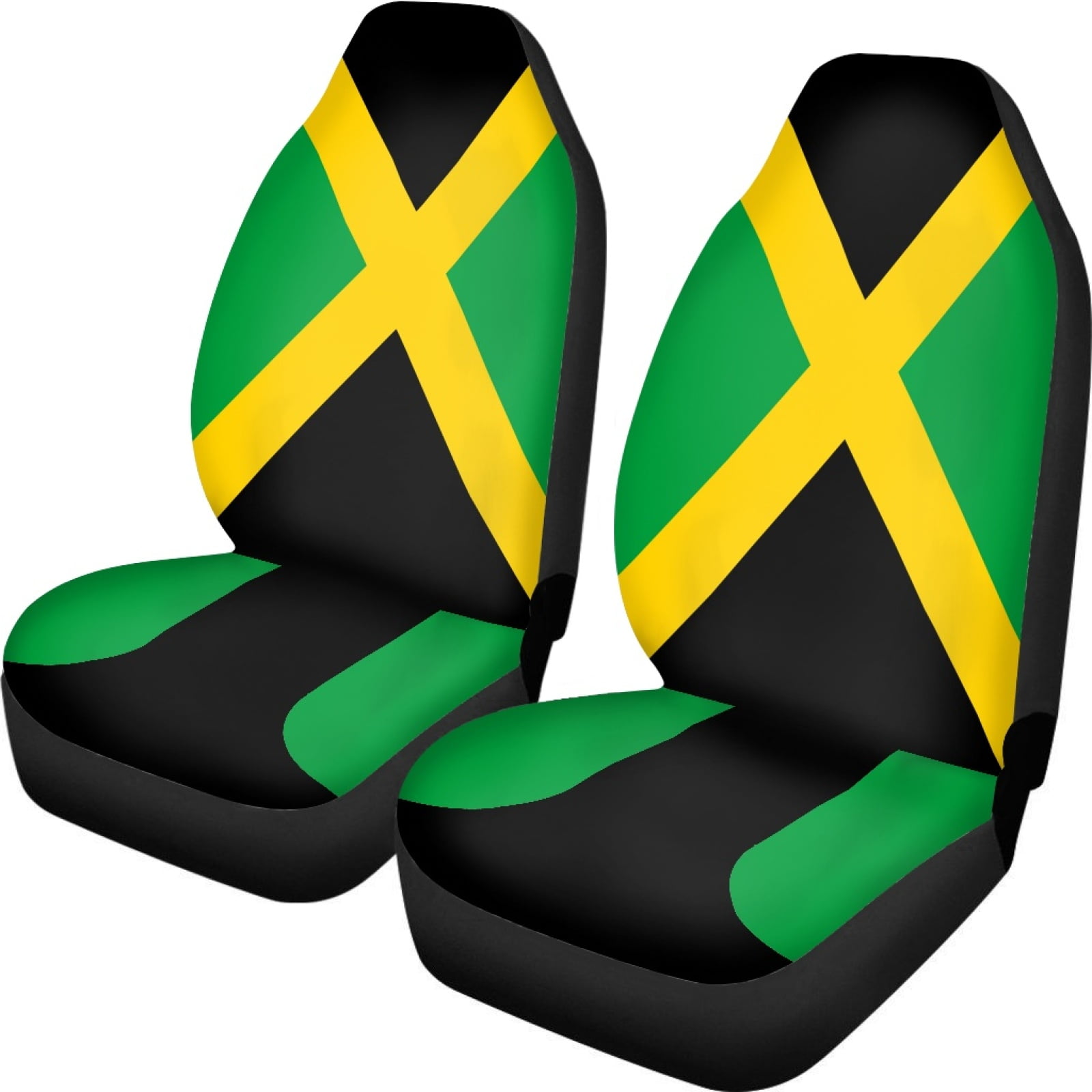 Xoenoiee Jamaican Flag Pattern Car Seat Covers Full Set of 2 Vehicle
