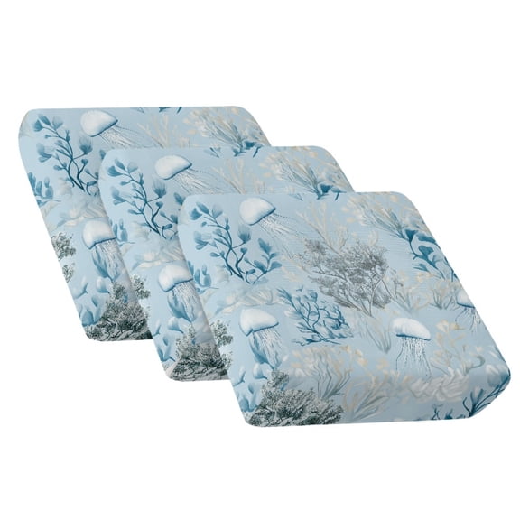 Xoenoiee Jellyfish Coral Print Couch Cushion Cover 3 Pieces Stretch Sofa Slipcovers Furniture Protector with Elastic Bottom for Armchair Loveseat, Machine Washable