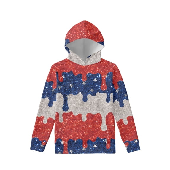 Xoenoiee Kids Hoodies Realistic Glitter Dropped Paint Print Long Sleeve Sweatshirt Pullover Hoodies Hooded Sweater with Front Kangaroo Pocket Fall Winter Tops Activewear for Traveling Hiking, S
