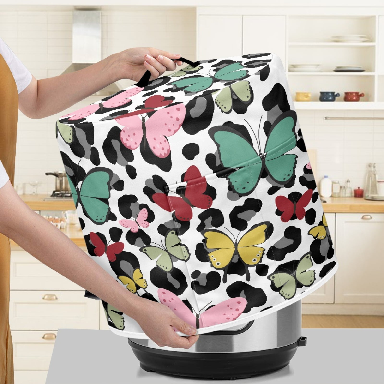 Xoenoiee Kitchen Appliance Cover Butterfly Leopard Print Pressure