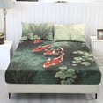 thumbnail image 1 of Xoenoiee Koi Fsih Leaves Pattern 3 Piece Sheet Set Includes 1 Fitted Sheet and 2 Pillowcases, Soft and Breathable Microfiber Bed Sheets with Deep Pocket for Bedroom Decor, Twin Size, 1 of 7
