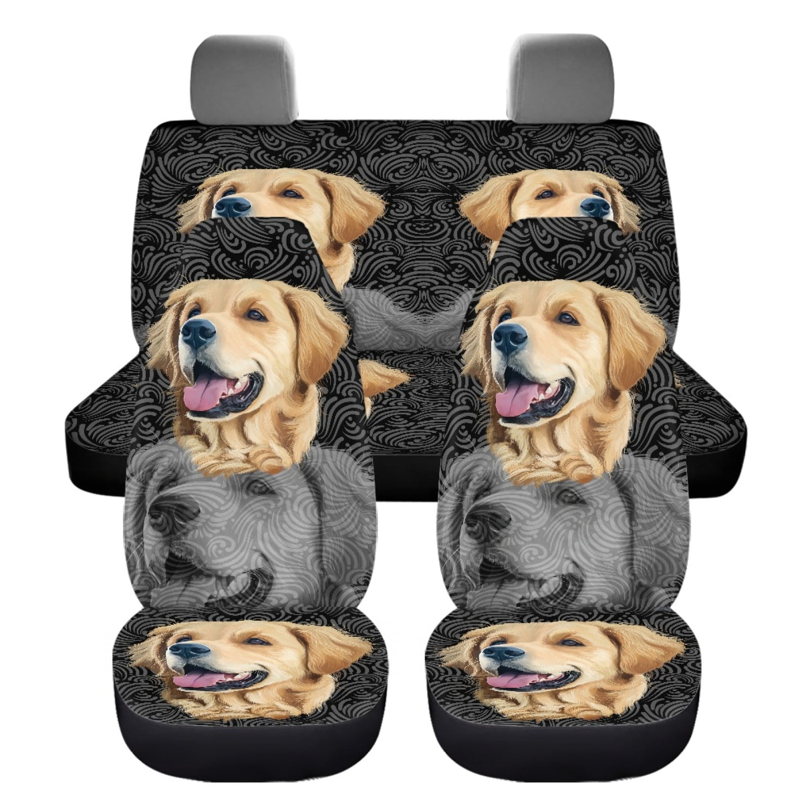 Xoenoiee Labrador Dog Print Car Seat Covers Front and Back Full Set
