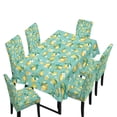 thumbnail image 1 of Xoenoiee Lemon Flower Pattern 7 Pcs Tablecloth Chair Covers Set Removable Washable Table Cover with 6 Stretch Seat Slip Covers for Home Hotel Dining Room Banquet Wedding Party Decor, 1 of 6