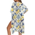thumbnail image 1 of Xoenoiee Lemon Flower Pattern Women's Swimsuit Cover Up 2026 Summer Lightweight Cardigan Short Sleeve Boho Kimono Oversized Open Front Sweater Tops, 1 of 6