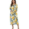 thumbnail image 1 of Xoenoiee Lemon Flower Print Robes for Women Long Zipper Bathrobes Lightweight House Coat Soft Sleepwear with Pockets Crew Neck Loungewear, 2XL, 1 of 7