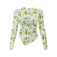 thumbnail image 1 of Xoenoiee Lemon Flower Print Womens Long Sleeve Shirts Fall Outfits 2026 Asymmetrical Blouse Tops Lightweight T Shirts Ruched Going Out Tunic Tees, M, 1 of 7