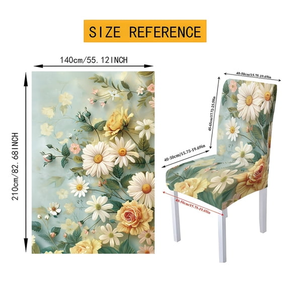 Xoenoiee Lemon Leaves Islamic Geometric Pattern 5 PCS Tablecloth and Chair Covers Set, Protective & Stretchable Table Cover with 4 Seat Slipcovers for Home Kitchen, Banquet, Party