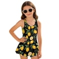 thumbnail image 1 of Xoenoiee Lemon Leaves Print Girls One Piece Swimsuits Sleeveless Swim Dress for Girls Hawaiian Skirted Bathing Suit Summer Swimwear, Size 3-4 Years, 1 of 7