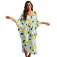 thumbnail image 1 of Xoenoiee Lemon Leaves Print Kaftan Dresses for Women V Neck Summer Swimsuit Cover up Batwing Sleeve Caftan Maxi Beach Dresses Boho Moomoo Dresses, 1 of 7