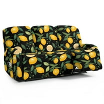 Xoenoiee Lemon Leaves Print Recliner Sofa Covers Stretch 3 Seater Recliner Couch Covers for 3 Cushion Couch 8 Pieces Washable Reclining Sofa Slipcovers