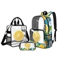 thumbnail image 1 of Xoenoiee Lemon Print Kids Clear Backpack with Lunch Box for Girls Transparent Backpack School Bags with Pencil Case Set of 3 School Bookbag Teens Satchel Bagpack 17inch Travel Daypack, 1 of 5