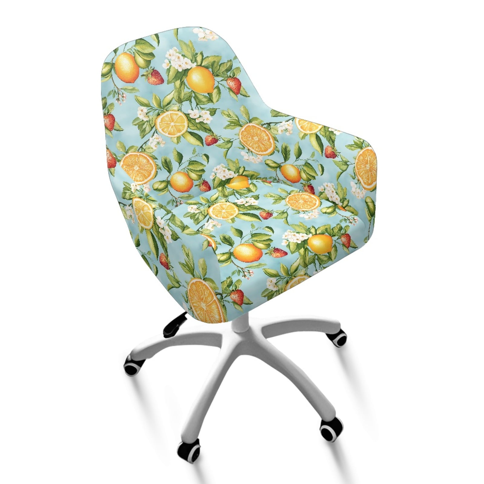 Xoenoiee Lemon Strawberry Flower Print Swivel Accent Chair Covers