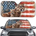 thumbnail image 1 of Xoenoiee Leopard American Flag Pattern Car Windshield Sunshade UV Ray Reflector Auto Window Sun Shade Visor Shield Cover with Suction Cups, Keeps Vehicle Cool, 1 of 7