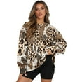 thumbnail image 1 of Xoenoiee Leopard Cow Print Women's Oversized Sweatshirts with Pockets, Crewneck Long Sleeve Tunic Pullover Shirts 2025 Fall Clothes Plus Size, Size M, 1 of 7
