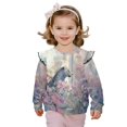 thumbnail image 1 of Xoenoiee Leopard Flower Print Ruffle Sweatshirt Crew Neck Pullover Long Sleeve Shirts for Toddler Kids Loose Workout Top Back to School Outfits, Size 1-2 Years, 1 of 7