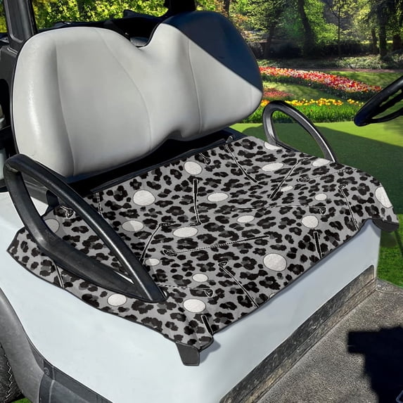 Xoenoiee Leopard Golf Pattern Universal Fit Golf Cart Seat Covers, Comfortable Golf Cart Seat Blanket Accessories, Travel Sports Golf Cart Seat Covers