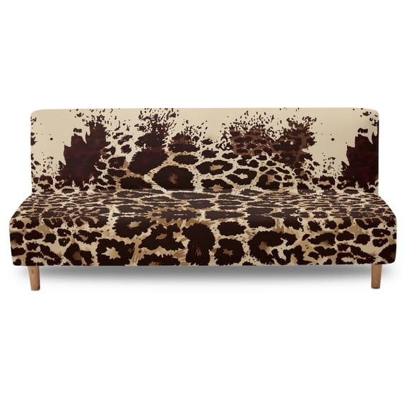 Xoenoiee Leopard Paint Splatter Pattern Armless Sofa Bed Cover Stretch Slipcover Folding Sofa Couch Covers Futon Covers Full Size Furniture Protector with Elastic Bottom