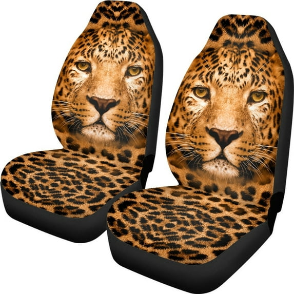Xoenoiee Leopard Print Car Seat Cover Auto Decorative Accessories, Breathable Comfort Car Front Seat Cover Lightweight Auto Seat Cover, Easy to Install