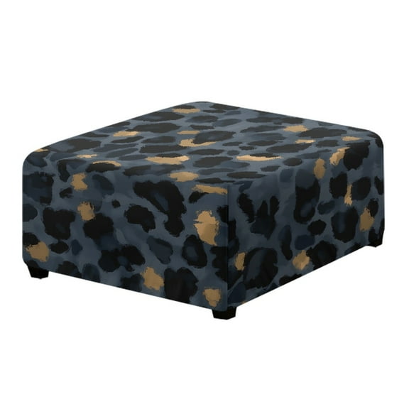 Xoenoiee Leopard Print Stretch Square Ottoman Cover Folding Storage Stool Furniture Protector Soft Square Slipcover with Elastic Bottom, S