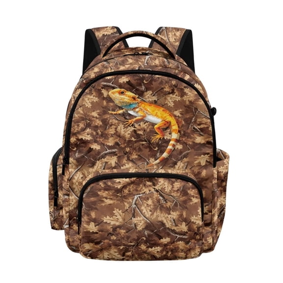 Xoenoiee Lizard Hunting Camo Print Kids School Backpack with Adjustable Padded Straps Casual Daypack Rucksack Boys, Lightweight 17 Inch Schoolbag Knapsack Bookbag for Outdoors Travel