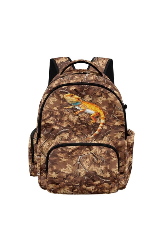 Lizard Hunting Camo Print Kids School Backpack with Adjustable Padded Straps Casual Daypack Rucksack Boys, Lightweight 17 Inch Schoolbag Knapsack Bookbag for Outdoors Travel