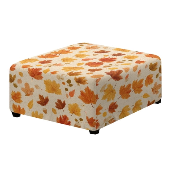 Xoenoiee Maple Leaves Print Ottoman Slipcovers Stretch Square Footrest Stool Covers Anti-Slip Ottoman Cover for Foot Stool Furniture Protector with Non Slip Elastic Bottom, S