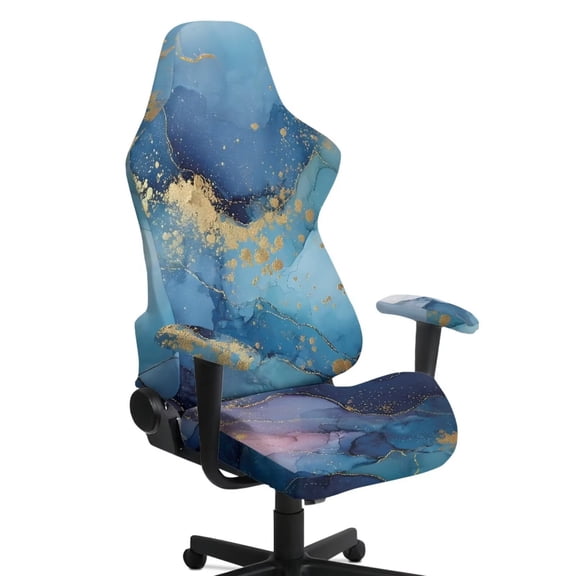 Xoenoiee Marble Paint Splatter Pattern Game Chair Cover with 1 Pair Armrest Cover, Anti-Scratch Protection Rotating Chair Slipcovers, Stretchy Covers for Racing Gaming Chair